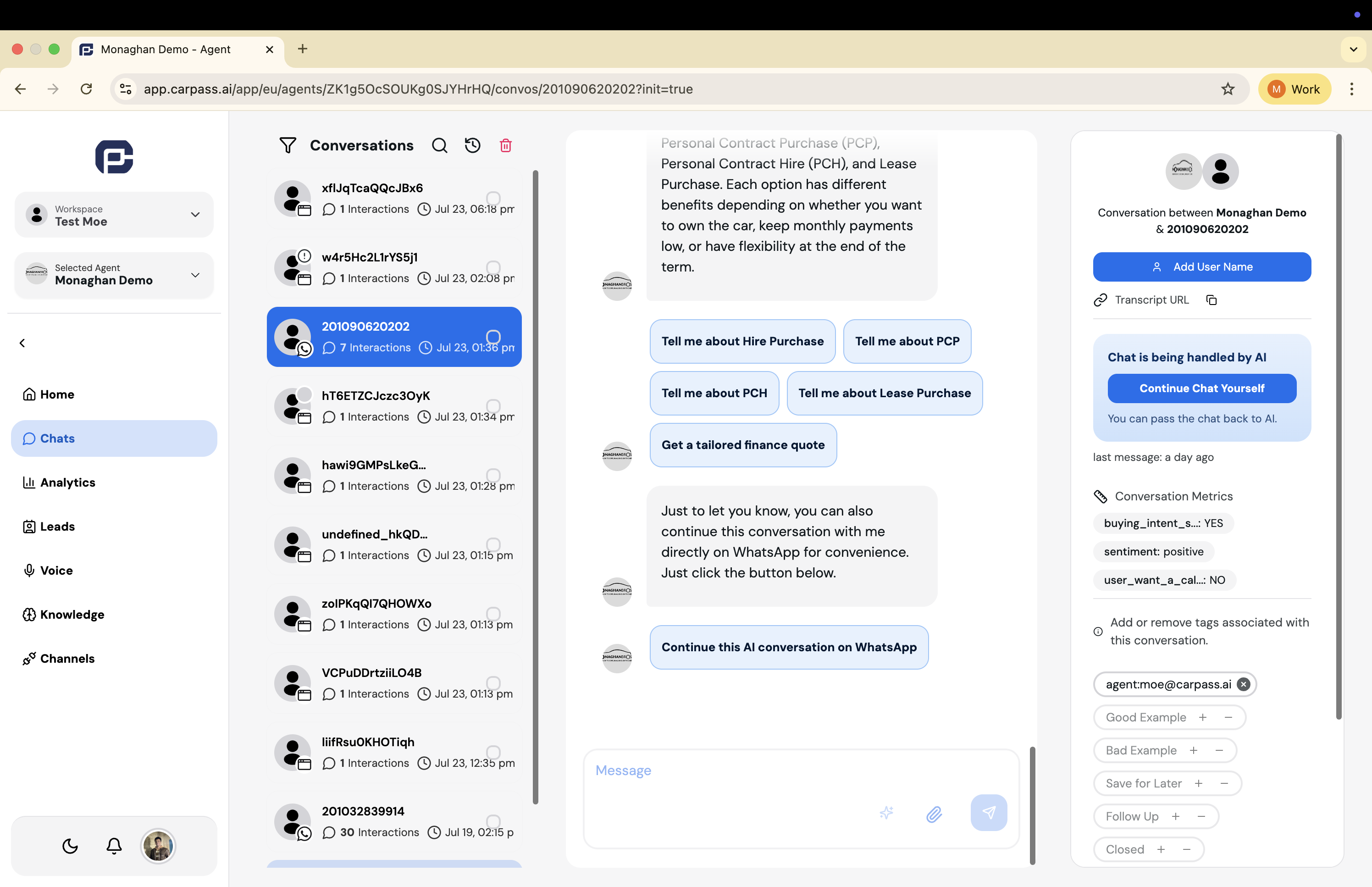 Real-time chat monitoring dashboard