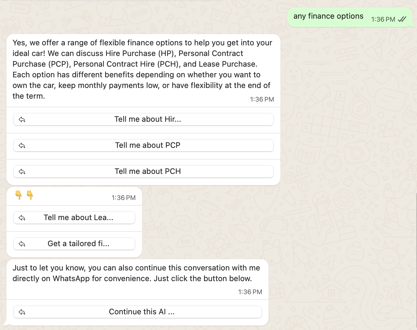 WhatsApp conversation example 1
